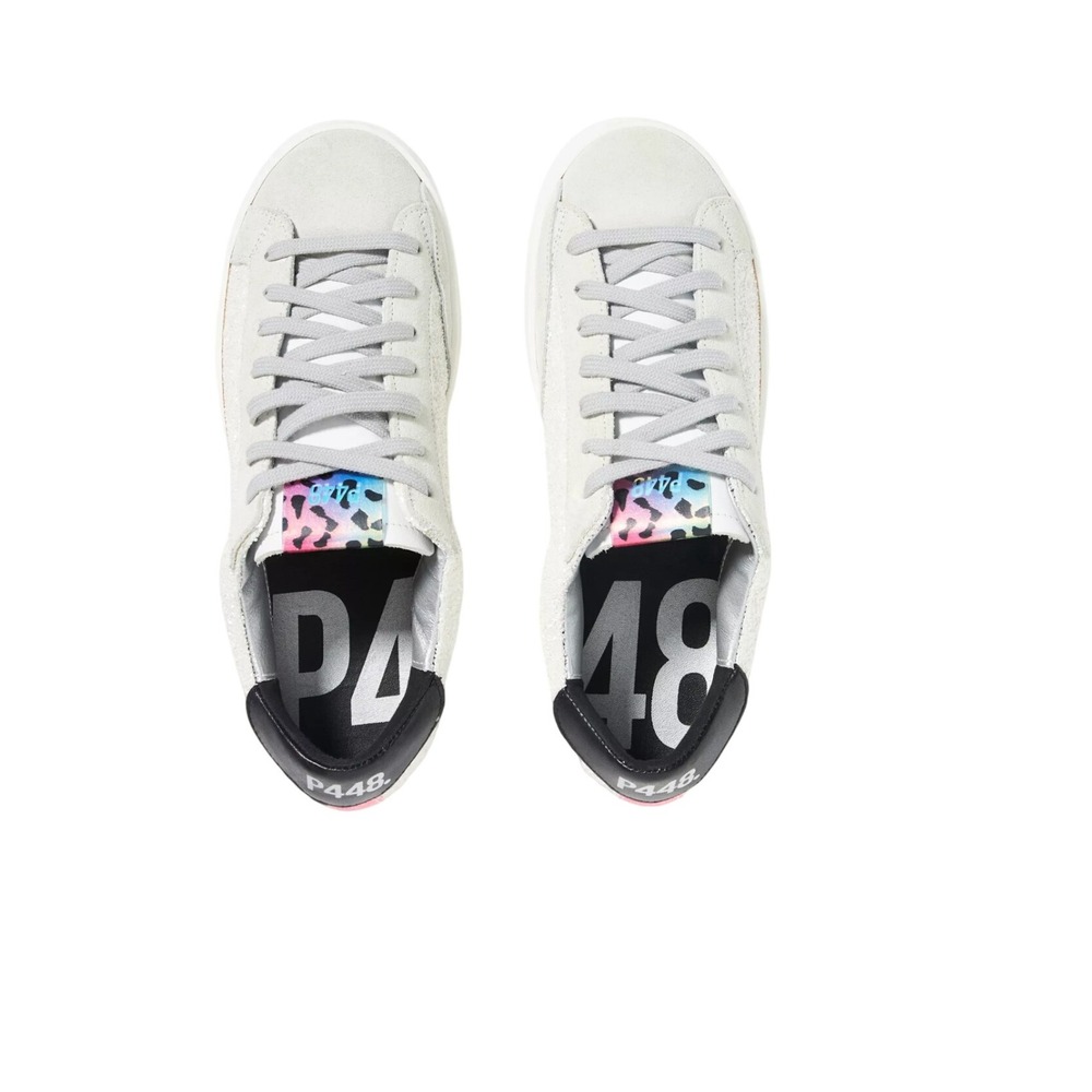 P448 John‎ Glitter Pearl White Sneakers Size 39 Made in Italy